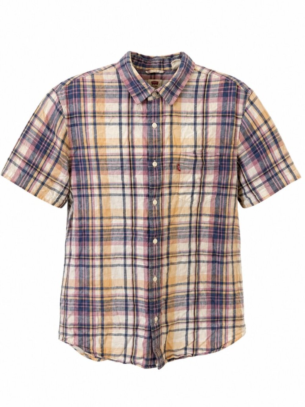 Levi’s Multicolour Plaid Cotton Linen Short Sleeve Shirt Men’s L
